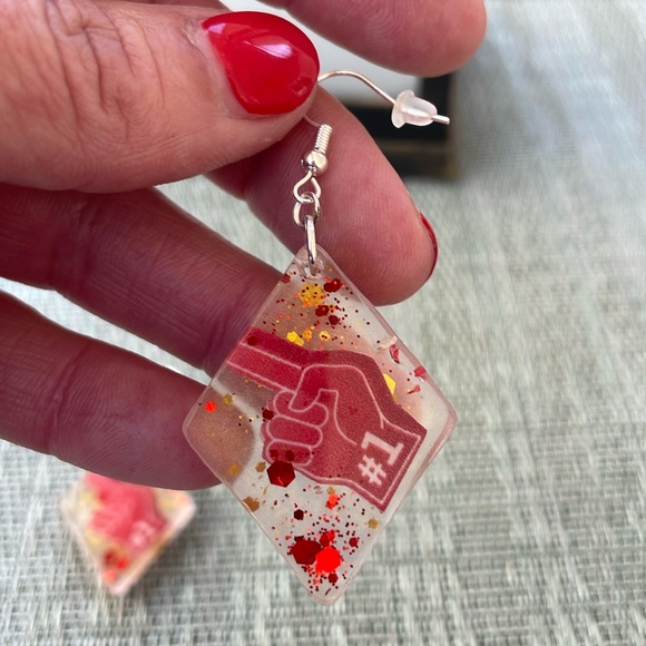 #1 Fan Sports Handmade Earrings Size Medium - Picture 5 of 9